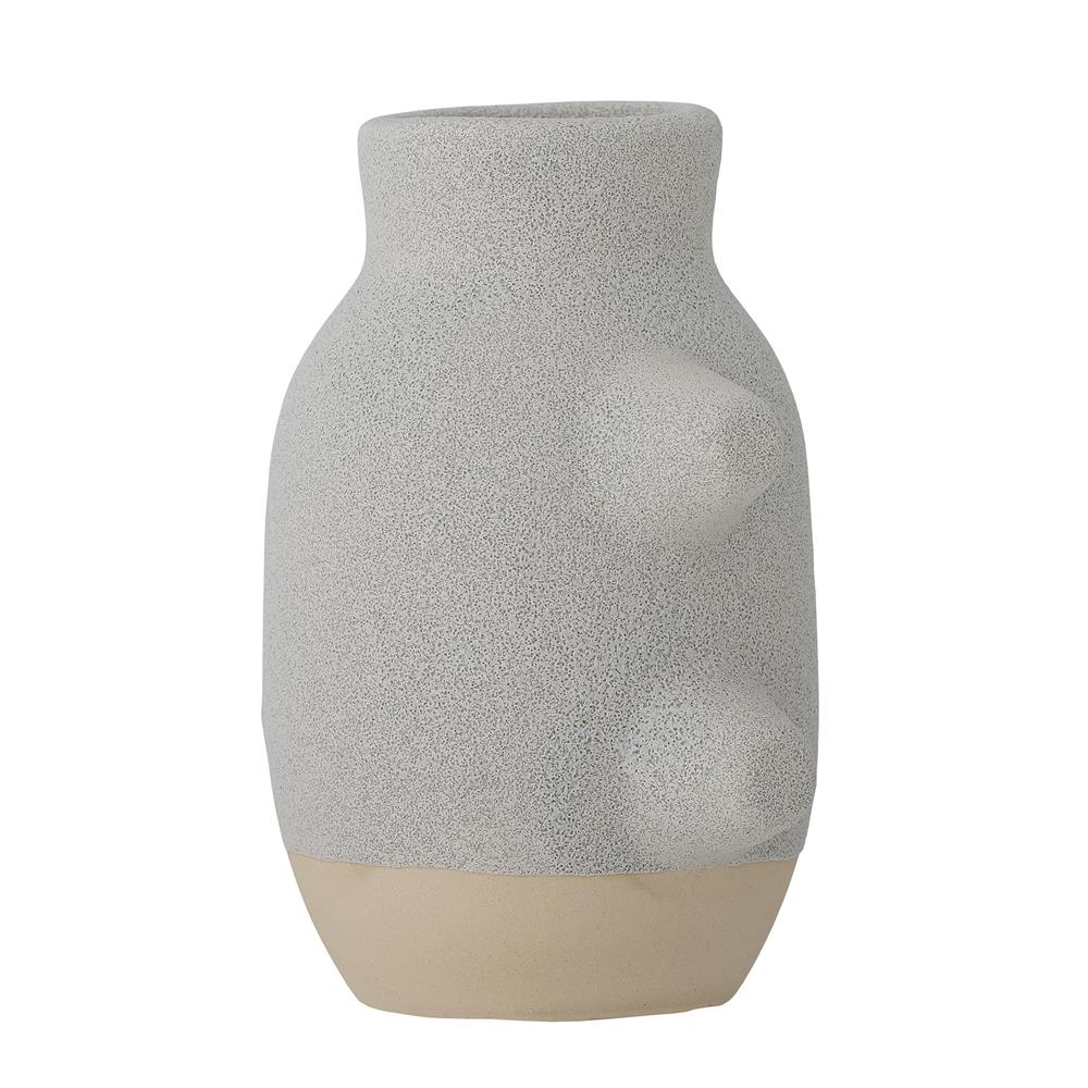 Bloomingville Birka Vase weiß L14 cm aus Keramik – dekorative Vase für Wohnzimmer & Tischdeko