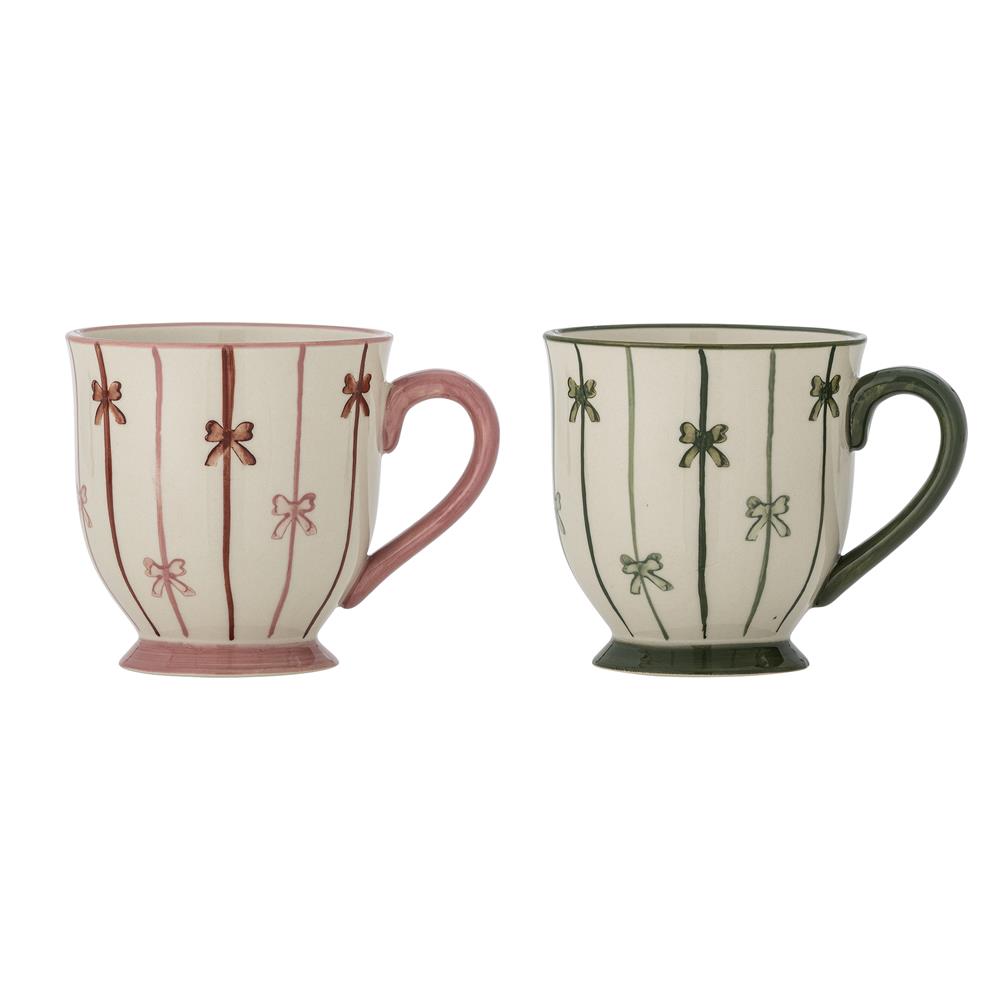 Bloomingville Hope Becher Bunt Steingut 2er Set 400 ml Weihnachtstasse
