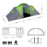 NILS CAMP Highland Zelt für 6 Personen Grau-Grün - großes Familienzelt mit Vorraum für Camping & Outdoor