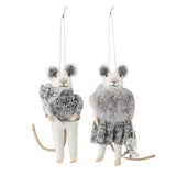 Bloomingville Peo Mäuse Anhänger, Grau, Wollfiguren 2er Set Weihnachtsdeko