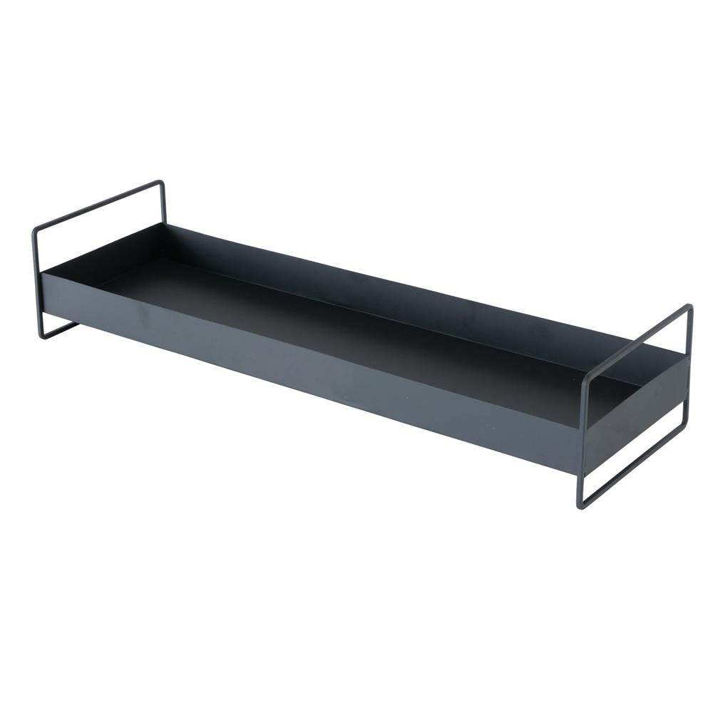 BOLTZE Tablett Wolga 2er Set Metall schwarz rechteckig mit Henkel modern