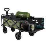 NILS CAMP Bollerwagen faltbar 150L in Grün - Campingwagen für Strand & Garten