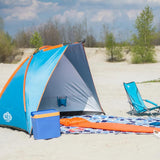 NILS CAMP Strandzelt XXL blau für Strand Camping und Garten UV Schutz großes Familienzelt