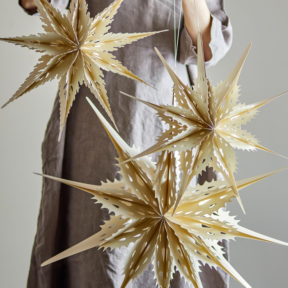 Bloomingville Ilo Stern Weiß Papier 3er Set Weihnachtsstern zum Aufhängen