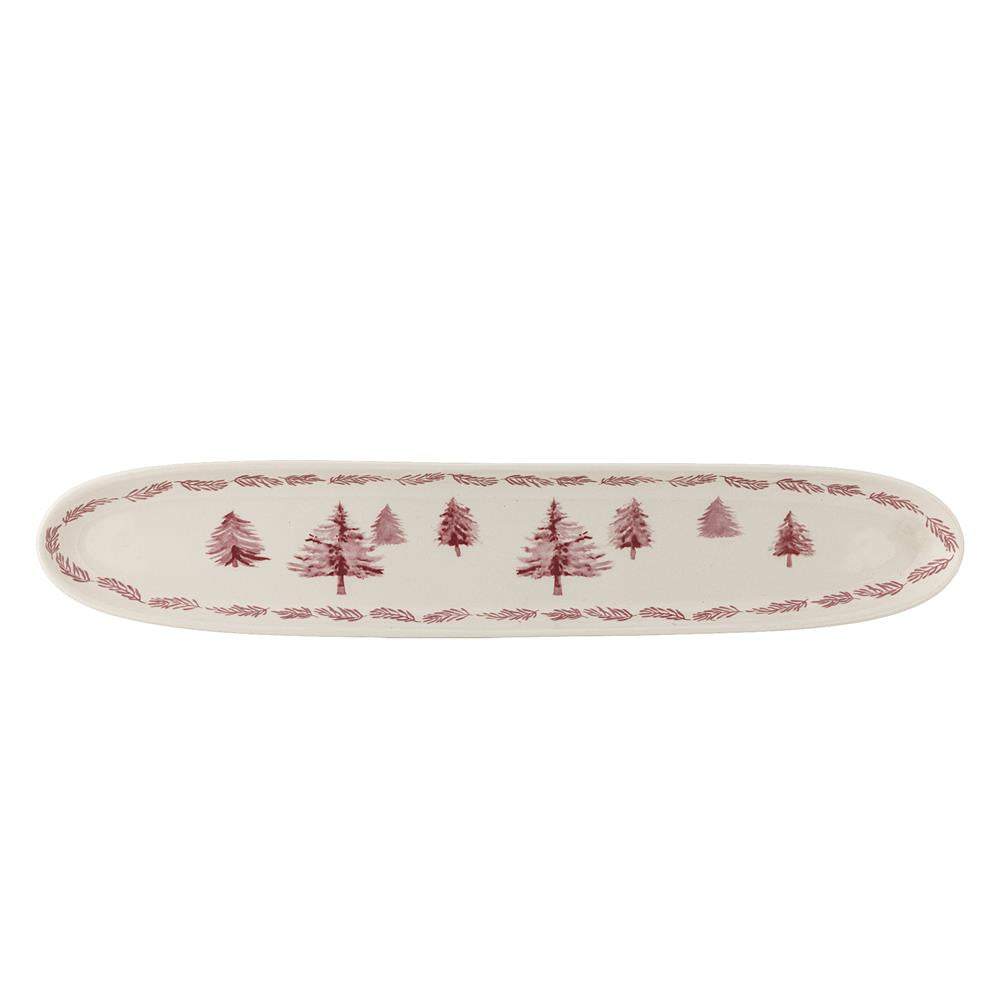 Bloomingville Wonderland Servierplatte Rosa Steingut Weihnachtsplatte 35 cm