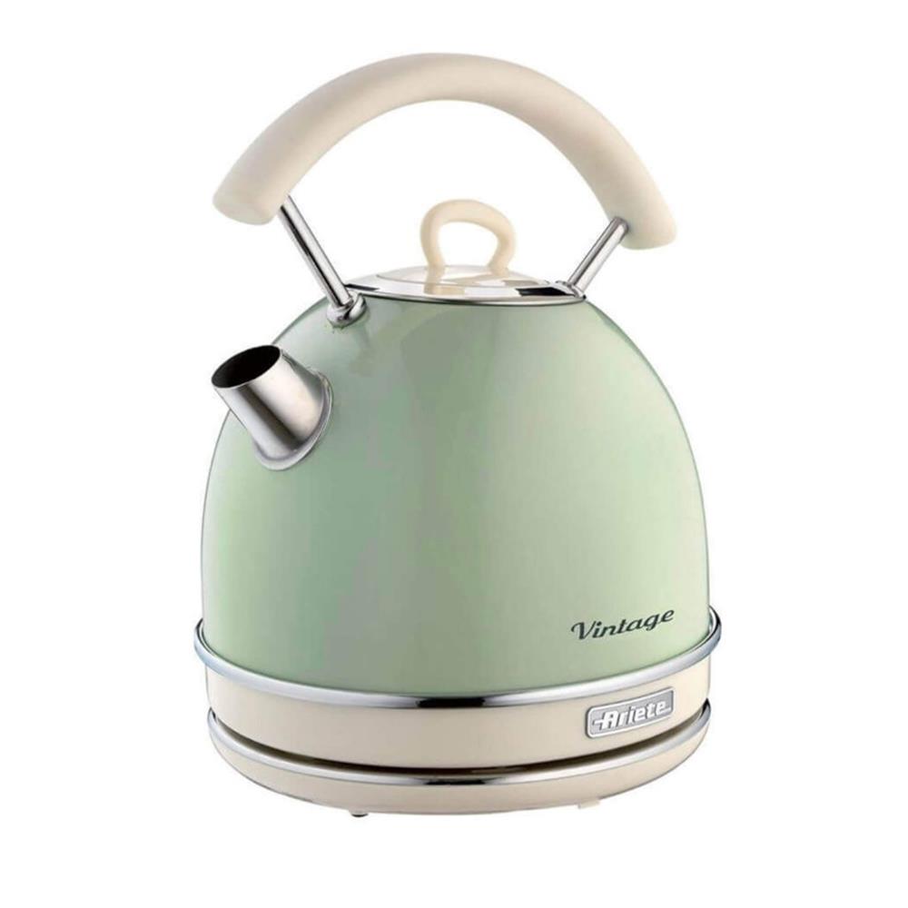 Ariete Vintage Wasserkocher, Grün, 1,7L, Edelstahlgehäuse, 2000W, Elegantes Retro-Design