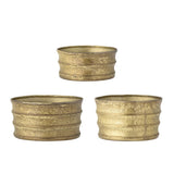 Bloomingville Lucilla Blumentopf 3er Set – Dekotöpfe aus Metall im rustikalen Goldlook