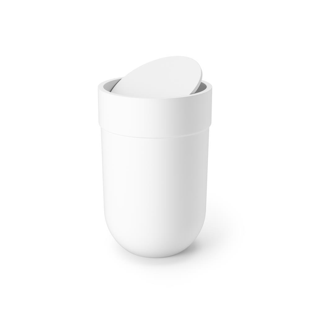 Umbra Touch Abfalleimer 6 L mit Schwingdeckel, in Weiß, Kosmetikeimer, Papierkorb, Badezimmereimer