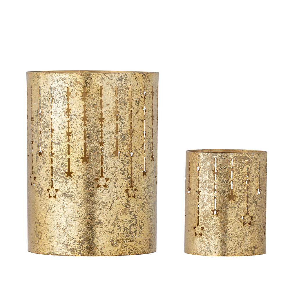 Bloomingville Mista Teelichthalter, Gold, Metall Windlichter 2er Set Weihnachten