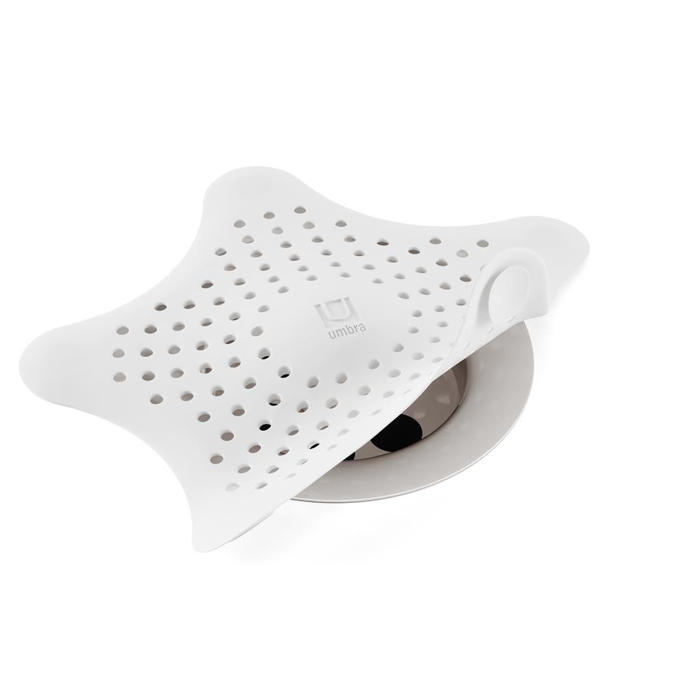Umbra Starfish Abfluss Haarfänger mit Saugnäpfen, Silikon Abflusssieb, in Weiß