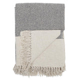 Bloomingville Decke Sefanit 160x130cm Grau Weiß Baumwolle Fransen Tagesdecke Überwurf