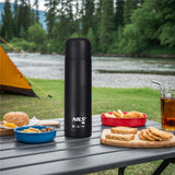 NILS CAMP Thermoskanne 0,5L Edelstahl schwarz isoliert für Camping Reisen Alltag