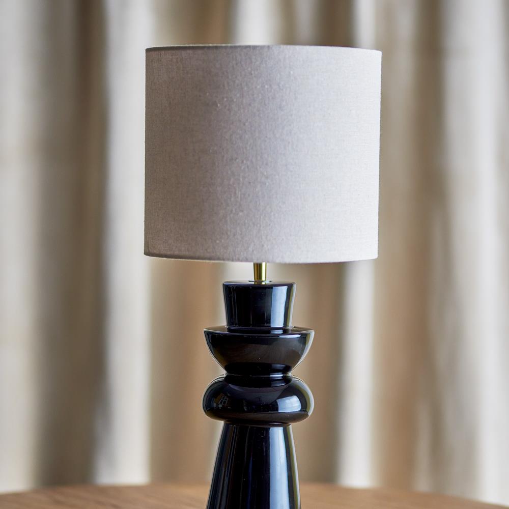 Bloomingville Lio Tischlampe schwarz - Steingut Lampe mit E27 für Wohnzimmer & Tischbeleuchtung