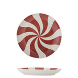 Bloomingville Yule Weihnachtsteller, Bunt, Steingut 23 cm mit Spiralmuster