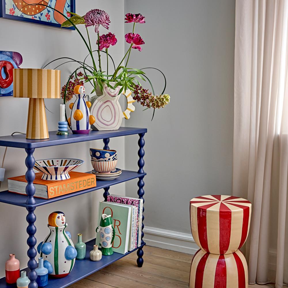 Bloomingville Samila Vase bunt - Steingut Vase skulptural handbemalt für Wohnzimmer & Deko