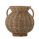 Bloomingville Uni Vase natur - Glasvase mit Rattan Geflecht für Wohnzimmer & Boho Deko