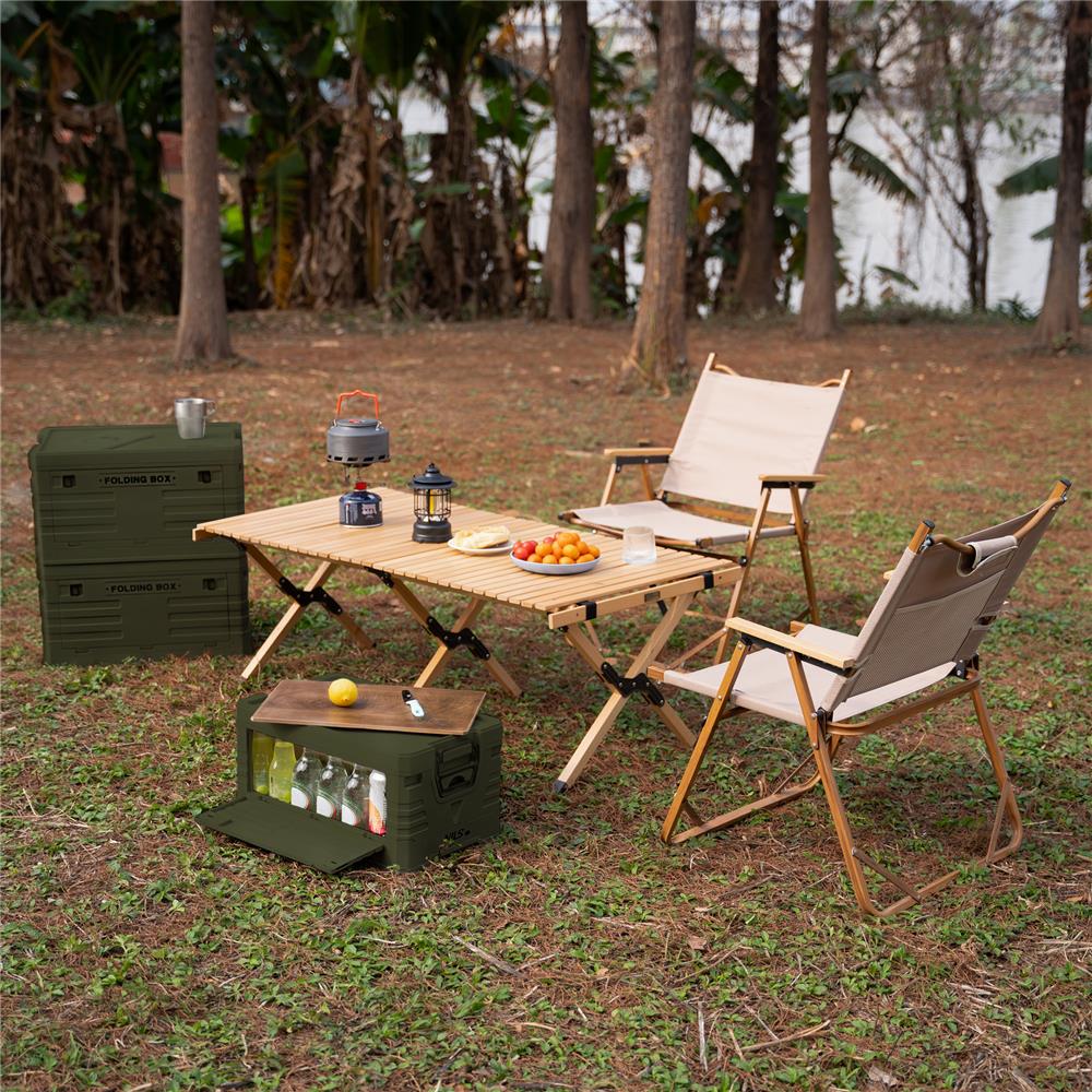 NILS CAMP faltbare Campingbox mit Tischfunktion 32L in Grün - kompakte Reisebox