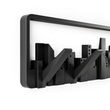 Umbra Skyline Garderobenhaken Schwarz Moderne und Platzsparende Garderobenleiste mit 5 Beweglichen Haken für Jacken Mäntel Schals Handtaschen