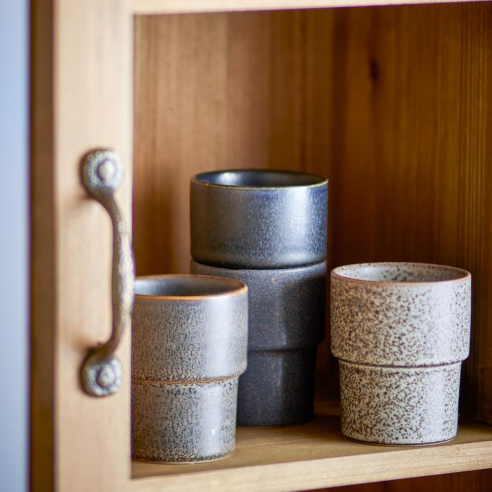 Bloomingville Ewan Tasse aus Steingut in Braun 150 ml – 4er Set für Küche und Tischdeko