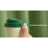 LocknLock Thermobecher 550 ml keramikbeschichtet mit 2 Deckeln, Weiß-Grün