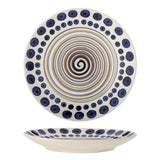 Bloomingville Shama Teller, Blau/Braun, Steingut, 27 cm, mit handbemaltem Muster