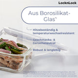LocknLock Frischhaltedosen Glas mit Deckel, 400°C Ofenfest, Spülmaschinenfest, 2 L, Gefriergeegnet