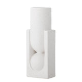 Bloomingville Salome Vase weiß aus Steingut – grafische Vase für Wohnzimmer & Tischdeko