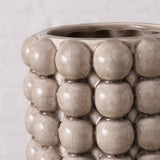 BOLTZE Vase Morten Steingut beige Crackle Optik 25 cm rund moderne Blumenvase