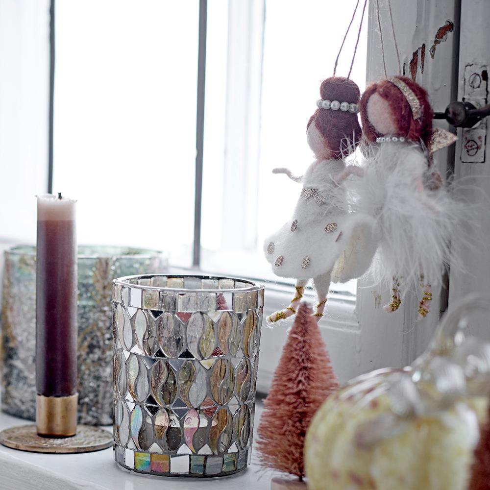 Bloomingville Liuka Baumschmuck, Weiß, Wollengel 2er Set Weihnachtsanhänger