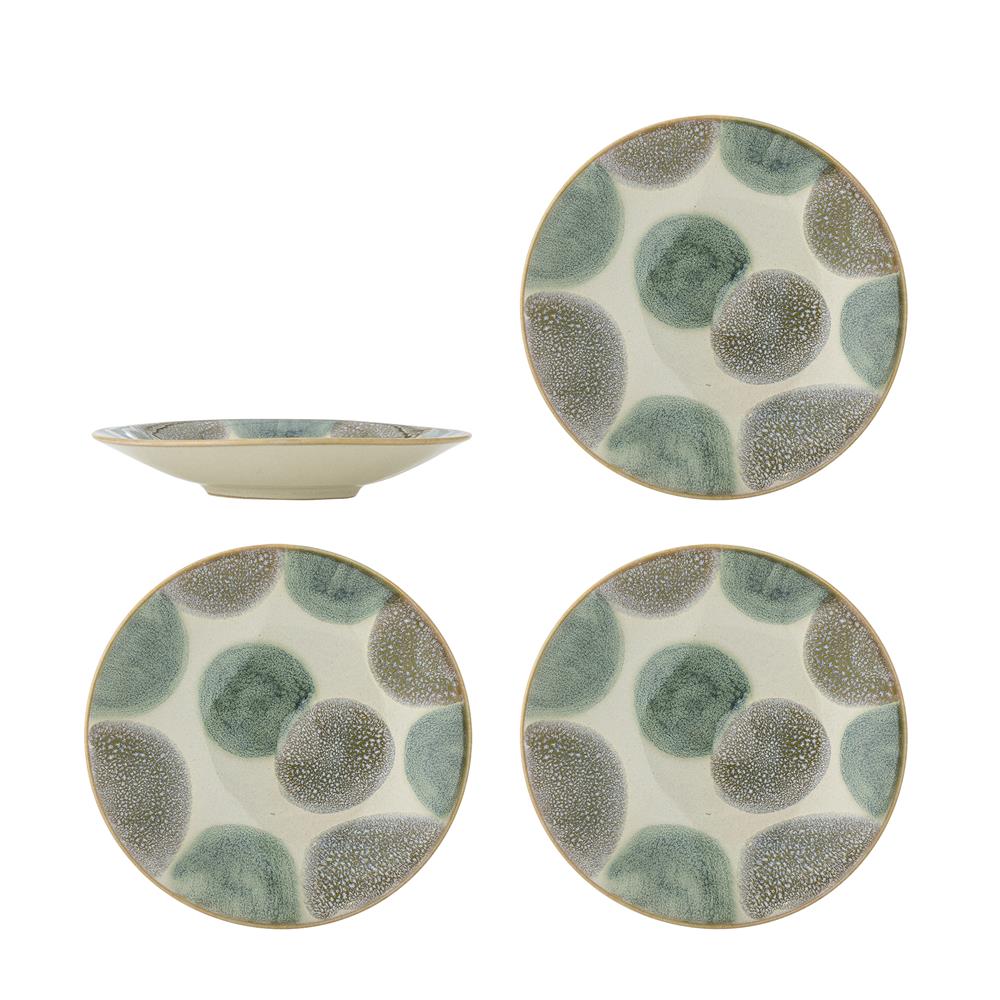 Bloomingville Bethany Teller 4er Set D13,5 cm bunt - Steingut Teller mit Punktmuster Tischdeko