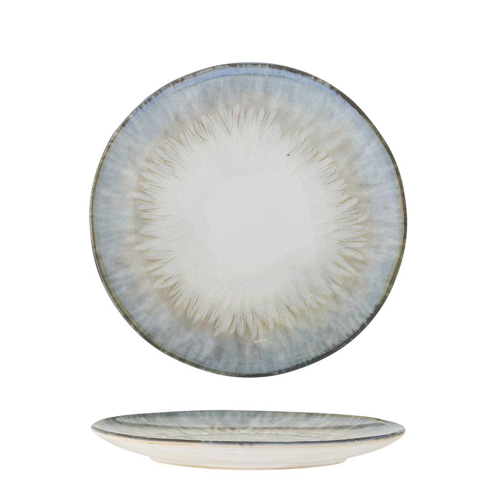 Bloomingville Calen Teller aus Steingut in Blau D14 cm – Dessertteller und Frühstücksteller für Küche