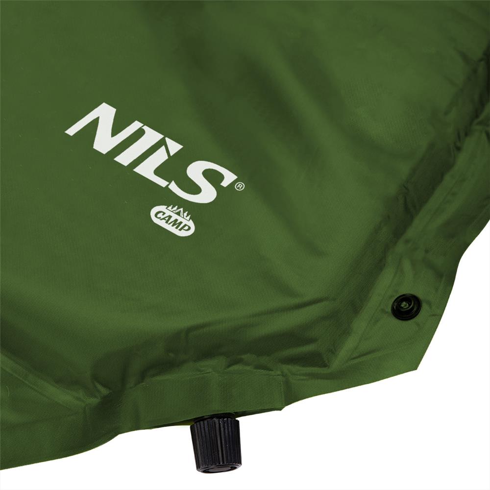 NILS CAMP selbstaufblasende Campingmatte 188 cm dunkelgrün mit Kissen Isomatte Outdoor