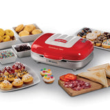 Ariete Party Time 3in1 Snack Maker, Rot, Donuts, Sandwiches, Cookies, Retro-Design, 50er Jahre-Stil