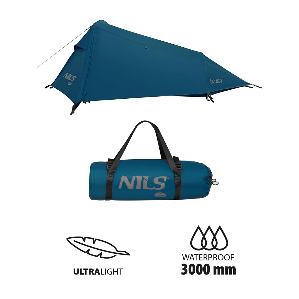 NILS CAMP SkyAir 2 ultraleichtes Zelt für 2 Personen in Blau - Outdoor Zelt für Camping & Trekking