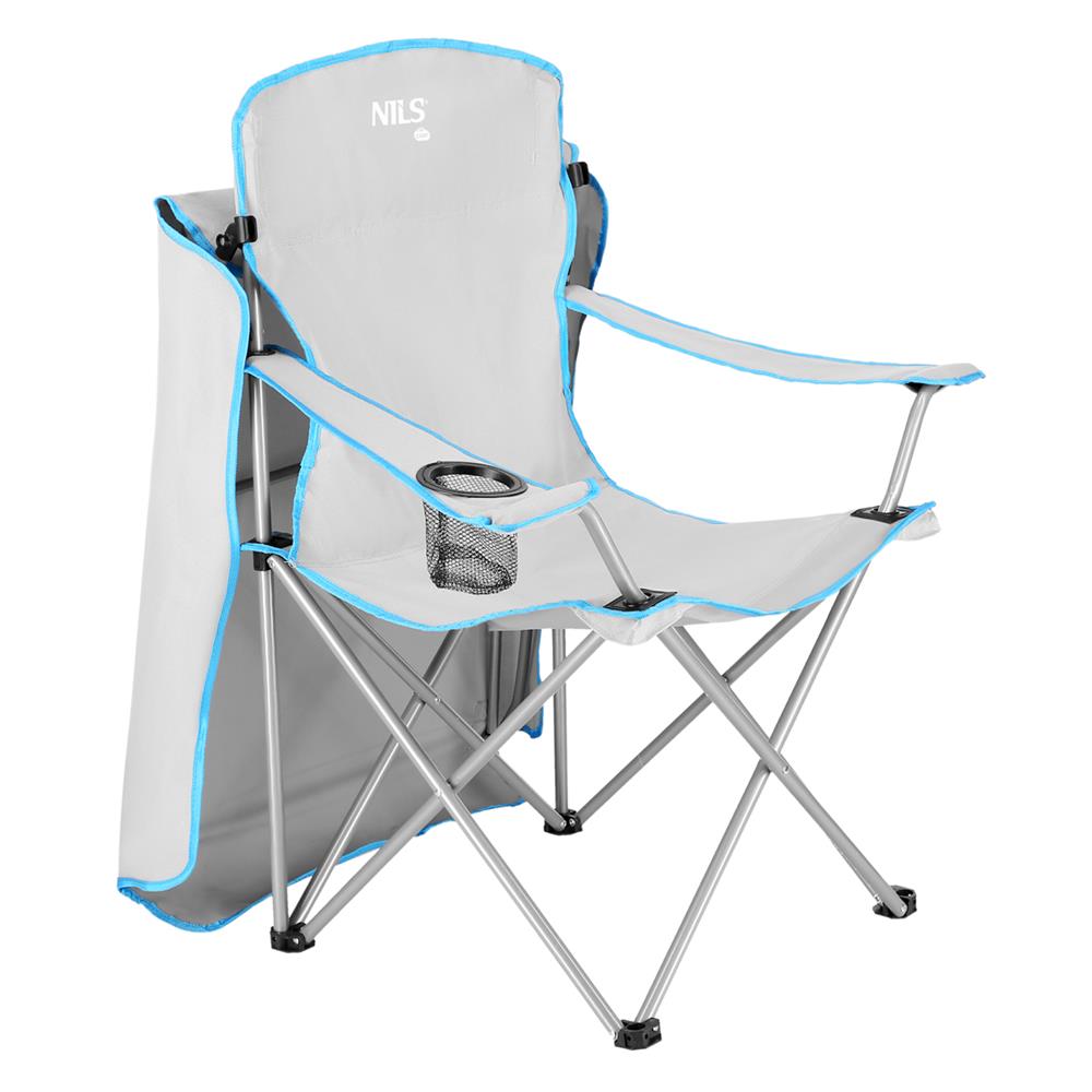 NILS CAMP Campingstuhl mit Sonnendach Grau - faltbarer Klappstuhl für Camping, Strand & Garten