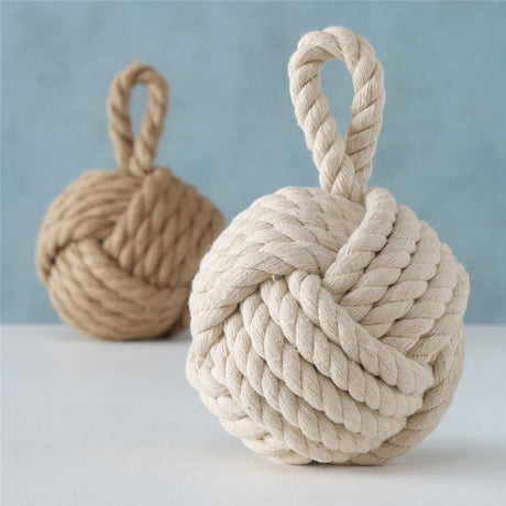 BOLTZE Zuber Knoten Türstopper Fensterstopper Buchstütze Maritimes Design | 2 Stück Braun/Beige