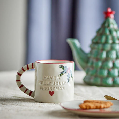 Bloomingville Jovida Tasse Natur Steingut 4er Set 300 ml Weihnachtstassen