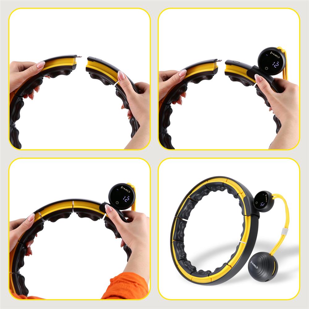 Hula Hoop Reifen mit LCD-Zähler, Magneten und Gewicht Schwarz/Gelb | HMS HHM21