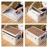 NILS CAMP Campingbox 32L mit Tischfunktion klappbar Aufbewahrungsbox Weiß