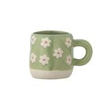 Bloomingville MINI Millie Tasse 110 ml grün - Steingut Tasse mit Blumenmotiv für Kinder & Küche