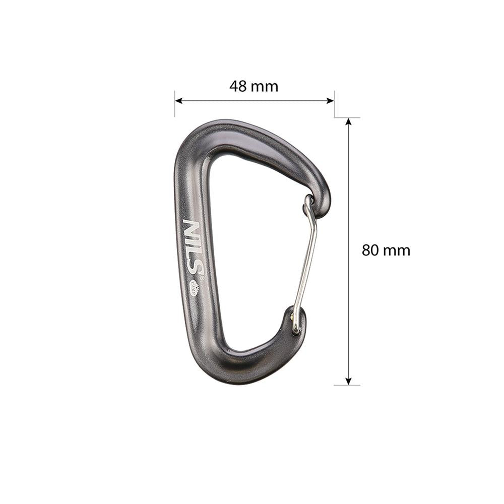 NILS CAMP Karabiner Aluminium grau bis zu 1200 kg belastbar für Outdoor Camping Reisen