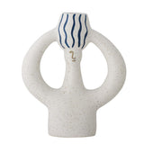 Bloomingville Hatty Kerzenhalter Blau – Steingut, handbemalt, grafisches Design
