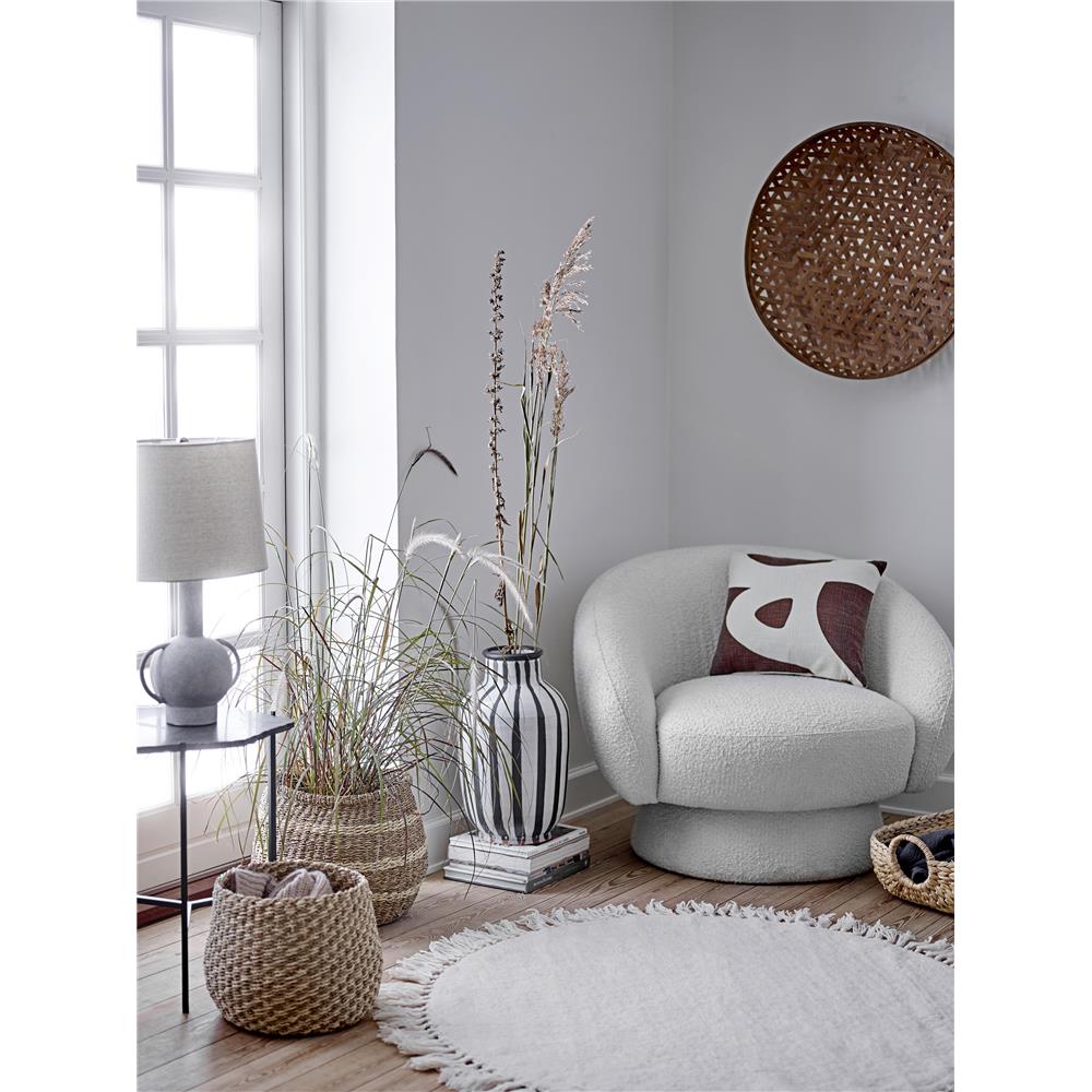 Bloomingville Kean Tischleuchte Grau Terrakotta Tischlampe Dekolampe dänisches Design A++ Leinen