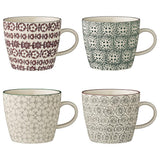 Bloomingville Karine Tassen, 4er Set, Bunt, 300ml, Steingut, dänisches Design
