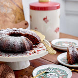 Bloomingville Jolly Tortenständer – Steingut-Kuchenplatte Ø26 cm mit rotem Weihnachtsmotiv, dänisches Design