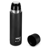NILS CAMP Thermoskanne 0,5L Edelstahl schwarz isoliert für Camping Reisen Alltag