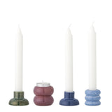 Bloomingville Tana Kerzenhalter 2er Set bunt - Steingut Kerzenständer stapelbar für Tisch & Deko