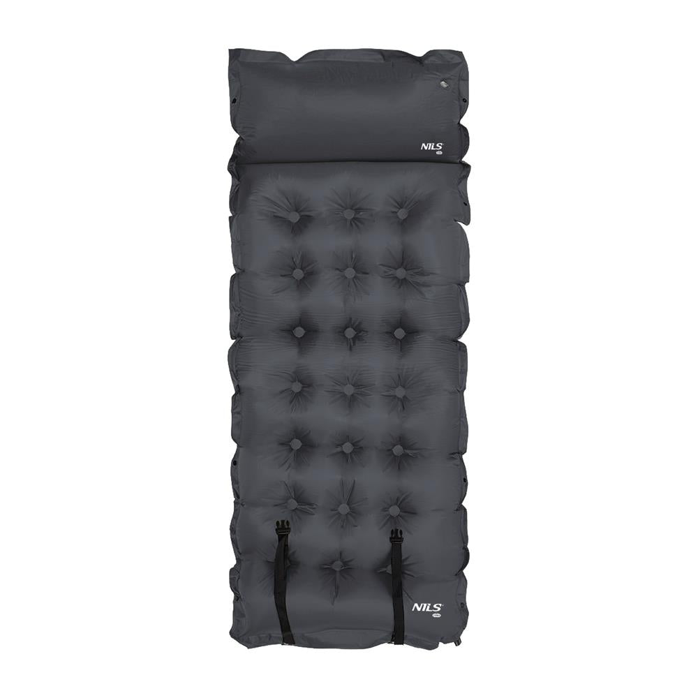 NILS CAMP selbstaufblasende Campingmatte 188 cm grau mit Kissen Isomatte Outdoor