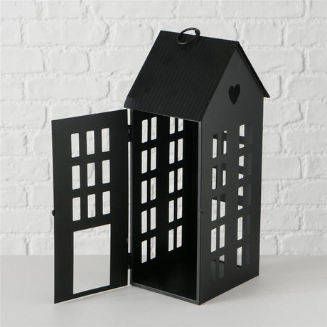 BOLTZE Laterne Alamo Haus 3er Set Indoor Schwarz Metall