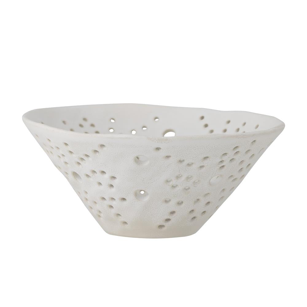 Bloomingville Dalena Deko‑Schale weiß D30 cm aus Steingut – Schale für Tischdeko & Küche
